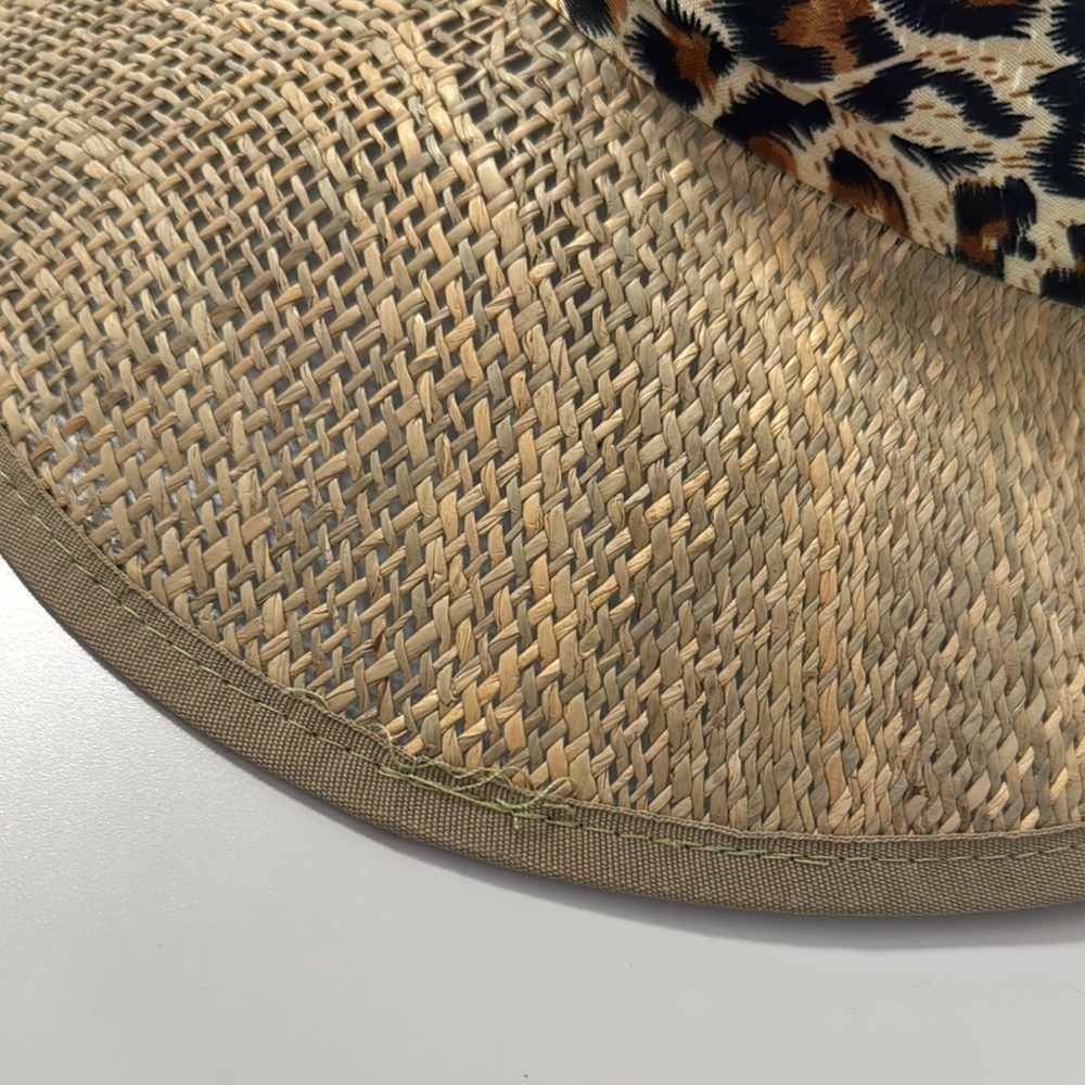 NWOT Leopard Print Ribbon Straw Hat - Picture 4 of 8